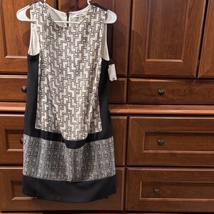 DKNYC Black and Cream Geometric Dress